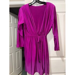 Tara Grinna Magenta Purple Swim Cover Up Dress Long Sleeve Shell Detail Mens M